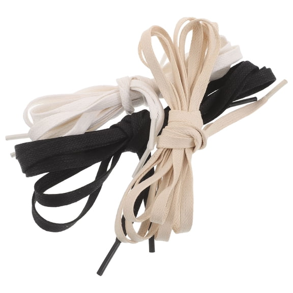 FENGGUIQU 3Pairs Cotton Flat Waxed Laces for Dress Shoes and Boots Offering Strength and Style