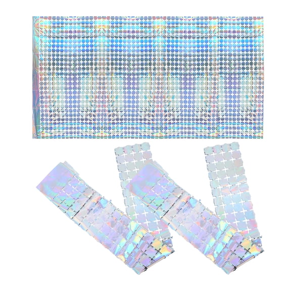 FENGGUIQU 3pcs Multicolor Glitter Foil Fringe Curtains Photo Booth Backdrop for Disco Themed Celebrations