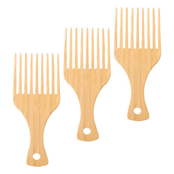 FENGGUIQU Male Hair Combs Comb Bamboo 3Pcs Light Brown Practical Design