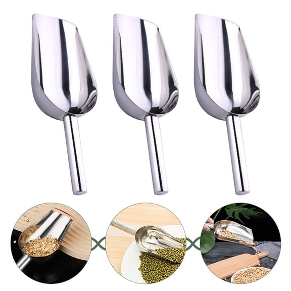 FENGGUIQU 3-Piece Stainless Steel Ice Scoop Set with Plated Finish for Candy, Grains, Kitchen and Bar Use