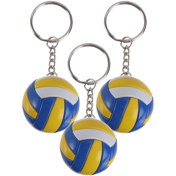 FENGGUIQU 3-Pack Volleyball Keychains, Multi-Color Plastic Sports Key for Car, Backpack, and Everyday Use