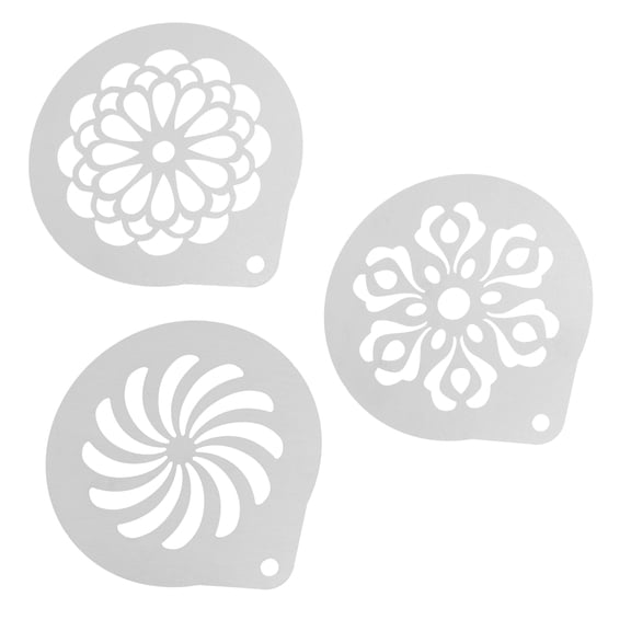 FENGGUIQU Silver Stainless Steel Coffee Stencils Easy to Clean for DIY