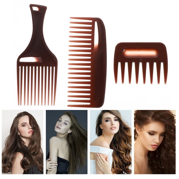 FENGGUIQU 3pcs Hairstyle Comb Coffee Plastic for Salon Daily Use Styling