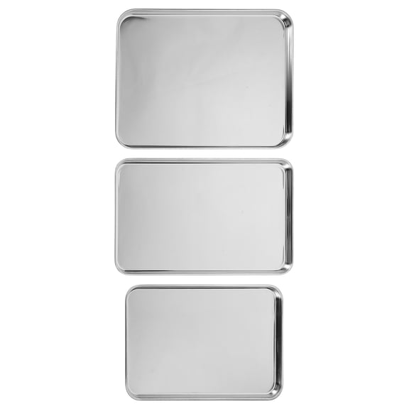 FENGGUIQU 3Pcs Rectangular Stainless Steel Baking Sheets Sturdy Design for Oven and Steam Cooking