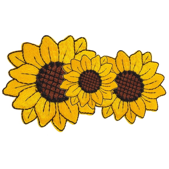 FENGGUIQU 3-Pack Sunflower Embroidered Applique Patches for Clothing, Assorted Colors Decorative Craft Sewing Accessories