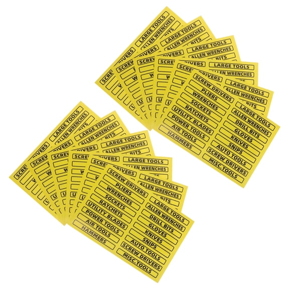FENGGUIQU 40Pcs Tool Chest Drawer Labels Yellow for Fast Tool Identification and Workspace Management