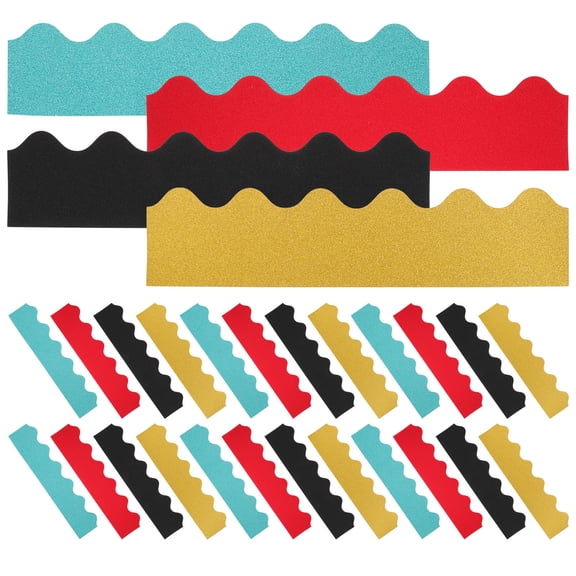FENGGUIQU 40Pcs Glitter Bulletin Board Borders Assorted Color Decorative Board Trim