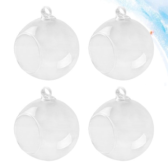 FENGGUIQU 4Pcs Clear Glass Hanging Ball Vase Lightweight Borosilicate Glass Planter for Tabletop Or Ceiling Display