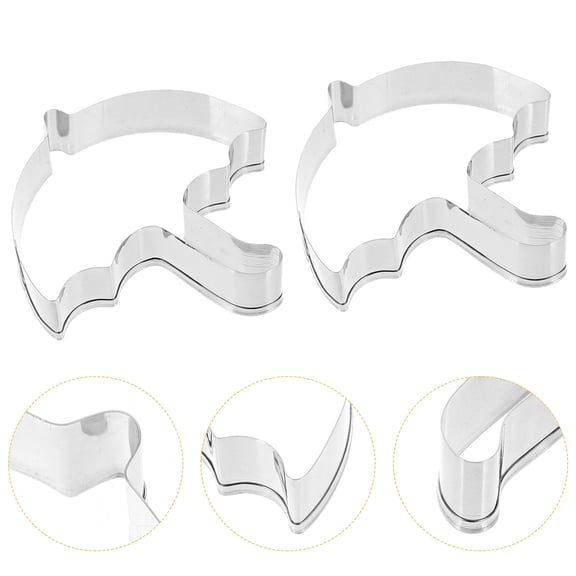FENGGUIQU Umbrella Shape Stainless Steel Biscuit Mold Plated Silver Home Baking Tool 4Pcs