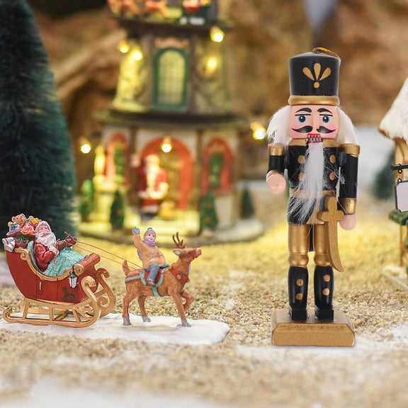 FENGGUIQU 4Pcs Desktop Xmas Nutcracker Wood Figurine Xmas Decorations Christmas