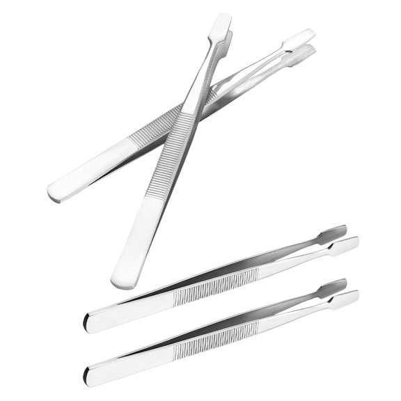 FENGGUIQU 4Pcs Durable Stainless Steel Stamp Tweezers for Careful Picking and Craft Work