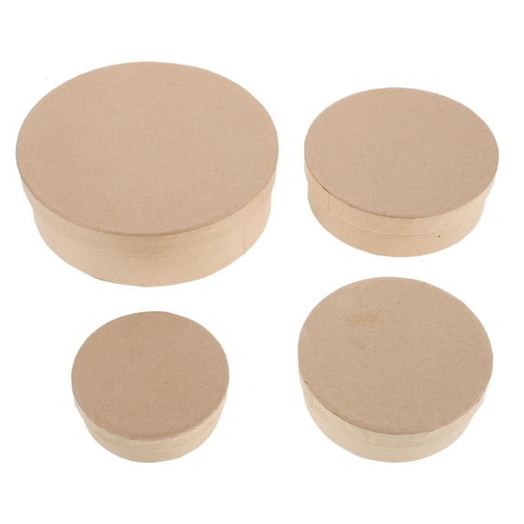 FENGGUIQU 4Pcs Empty Round Kraft Paper Boxes with Lids for Decorative Keepsake and Storage Use