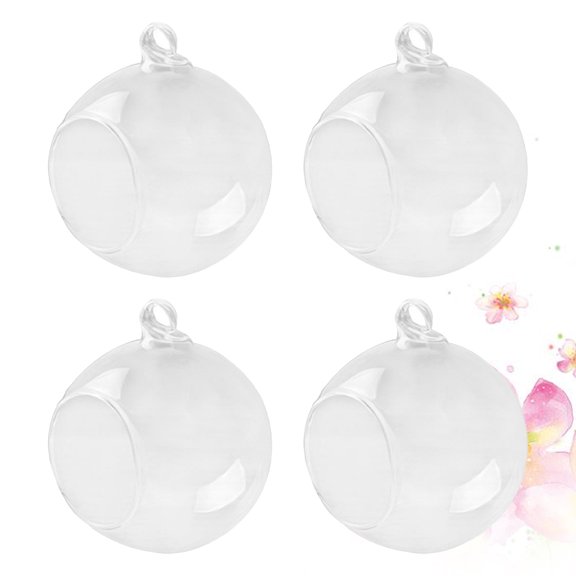 FENGGUIQU 4Pcs Hanging Glass Ball Vase Transparent Borosilicate Glass for Wedding Or Home Plant Decor