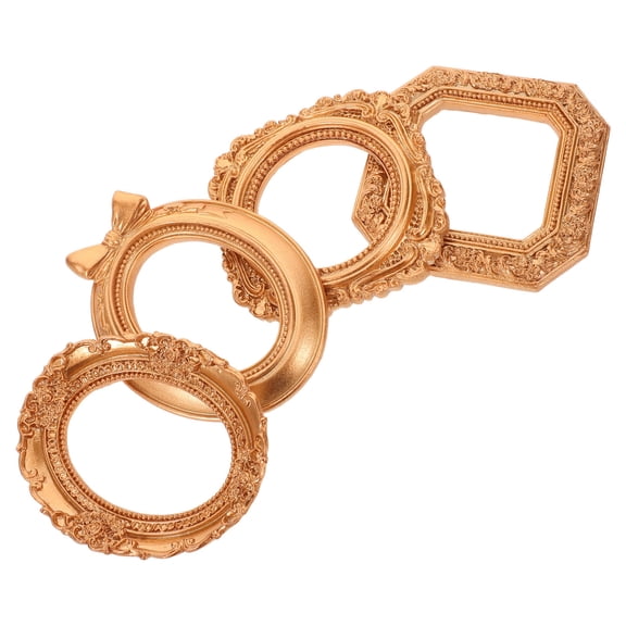 FENGGUIQU 4Pcs Oval Rectangle Wall Hanging Frame Golden Resin Decorative Display for Interior Designers