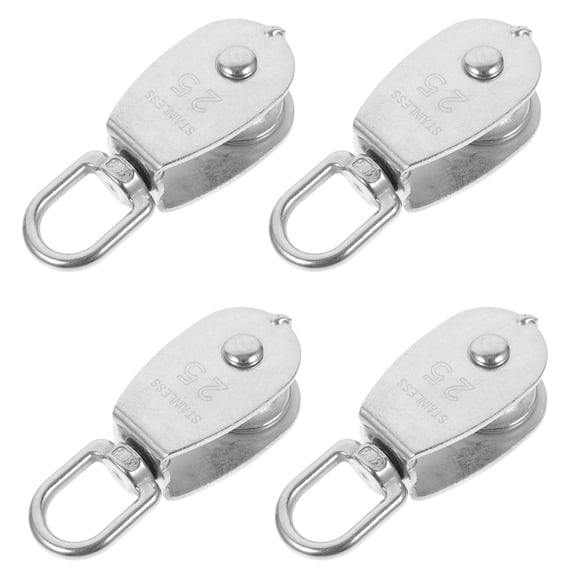 FENGGUIQU Stainless Steel Single Pulley Block, Heavy Duty Industrial Use, Set of 4 Pulleys for Rigging and Lifting