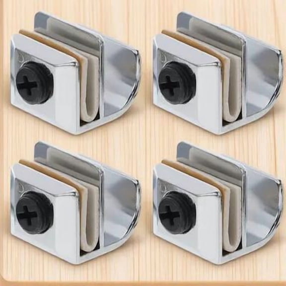 FENGGUIQU Shower Screen Door Pull Handle Glass Door Handle Silver Zinc Alloy 4pcs