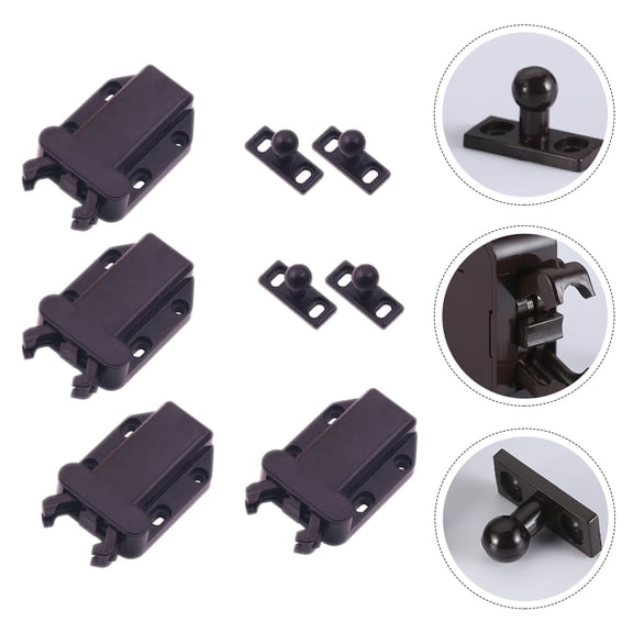 FENGGUIQU 4Pcs Invisible Push Catch Latch Brown Drawer Lock for Cabinet with Ergonomic Touch Open