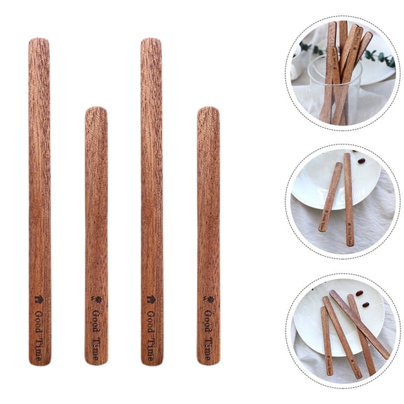 FENGGUIQU 4Pcs Wood Coffee Mixer Stirring Sticks Coffee Supplies Light Brown for Coffee Time