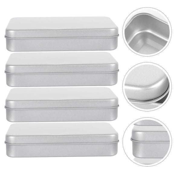 FENGGUIQU 4pcs Rectangular Metal Tin Boxes With Lids For Jewelry Crafts And Keepsakes Storage Tinplate Material