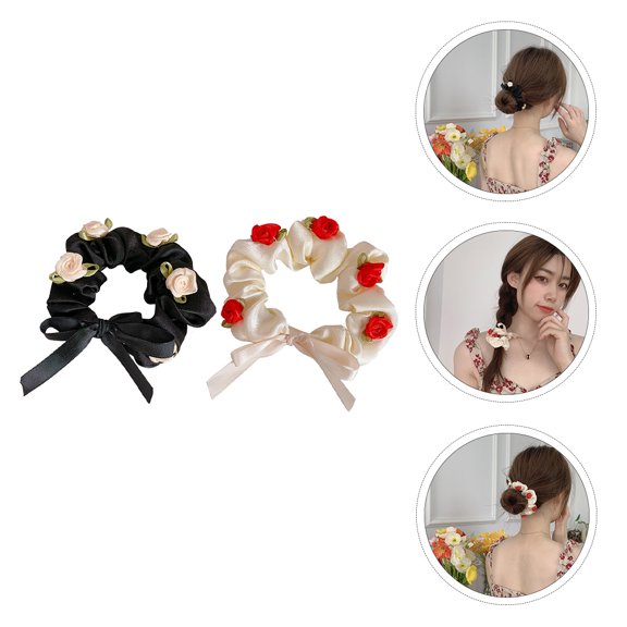 FENGGUIQU 4pcs Rose Flower Hair Clips Assorted Colors for Women, Decorative Headpieces to Secure Loose Hair