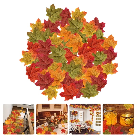 FENGGUIQU 500Pcs Fake Maple Leaves Craft Decoration for Fall Home Party and Tsgiving Supplies