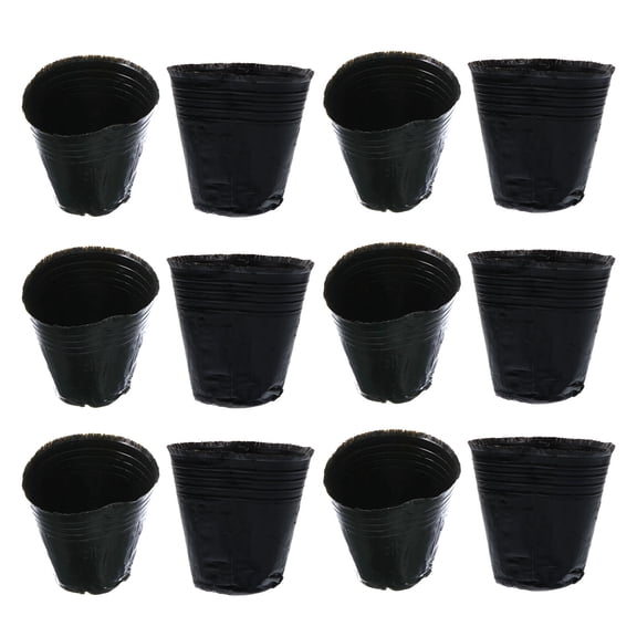 FENGGUIQU 500Pcs Small Starter Planting Containers Black with Drainage for Garden