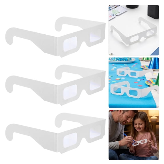 Enjoy Creative FENGGUIQU 50Pcs Creative DIY White Paper Diffraction Eyeglasses with 3D ...