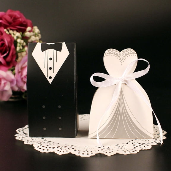 FENGGUIQU 50Pcs Foldable Candy Boxes Multi Color Candy Packaging for Wedding Party and Soiree