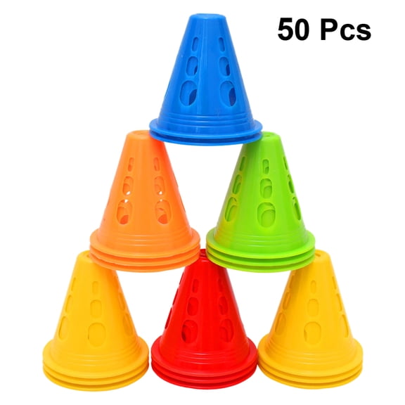 FENGGUIQU Horn Cone Obstacle Assorted Color Windproof for Indoor and Outdoor Sports 50Pcs