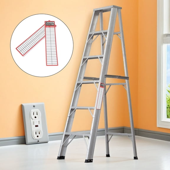 FENGGUIQU 50Pcs High Visibility Ladder Safety Labels Red Vinyl Self Adhesive Inspection Reminder Stickers