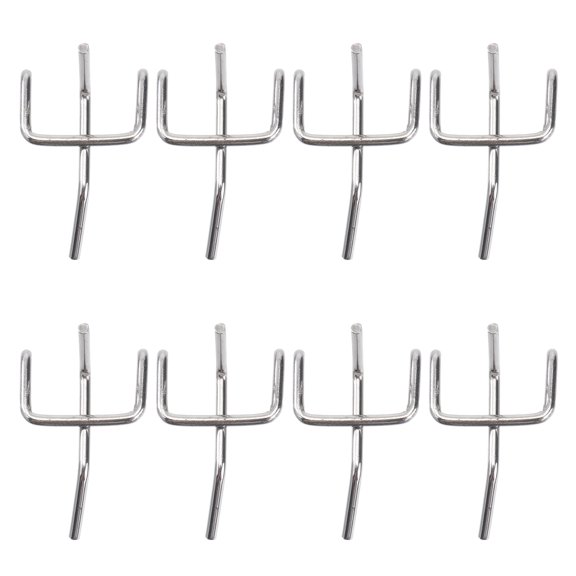 FENGGUIQU 50Pcs Three Fork Plated Silver Hanging Hooks for Bathroom Wardrobe and Kitchen