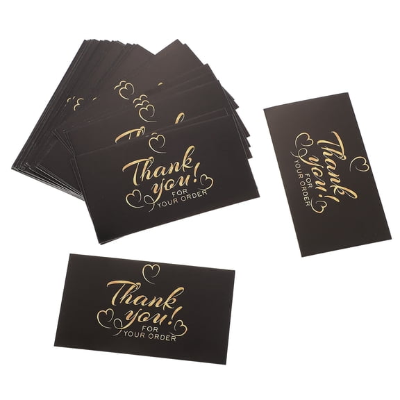 FENGGUIQU 50Pcs Black T You Cards Elegant Small Flower Design for Wedding and Business