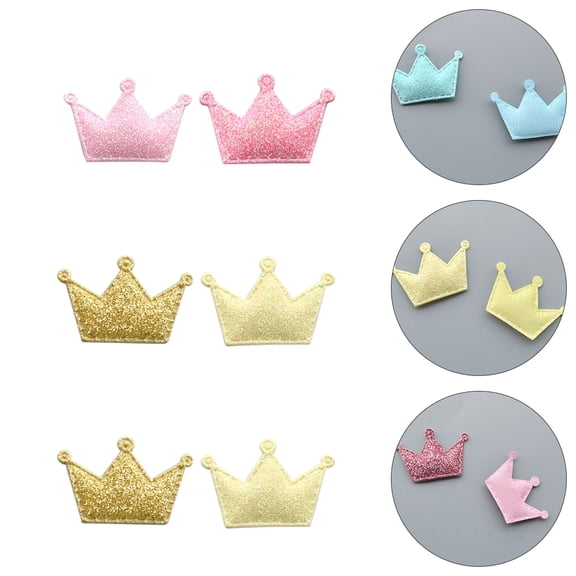 FENGGUIQU 50pcs Crown Embroidered Patch Assorted Color Fabric Crown for Clothing and DIY Style