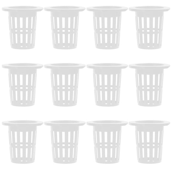 FENGGUIQU 50-Pack 2.75 Inch White Plastic Net Baskets for Hydroponic Plant Growing, Soilless Gardening Pots