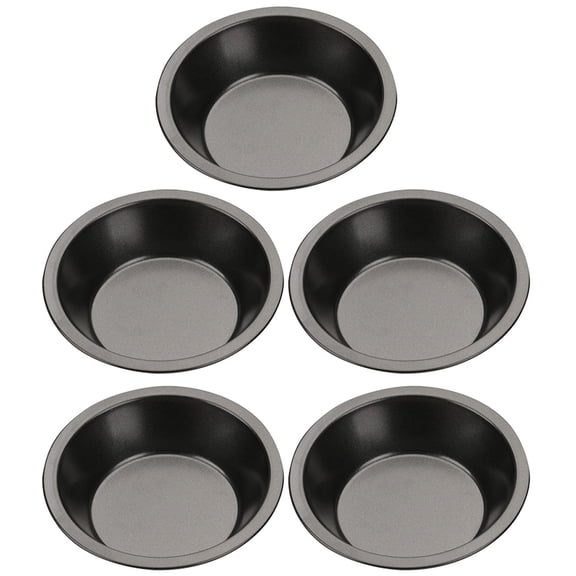 FENGGUIQU 5Pcs Black Metal Pizza Pans Heavy Duty Oven Baking Trays with Scratch Resistant Coating
