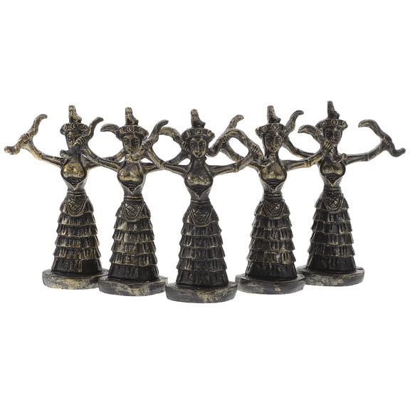 FENGGUIQU 5pcs Black Resin Goddess Figurine Vintage Home Office Decor Elegant Decoration Women