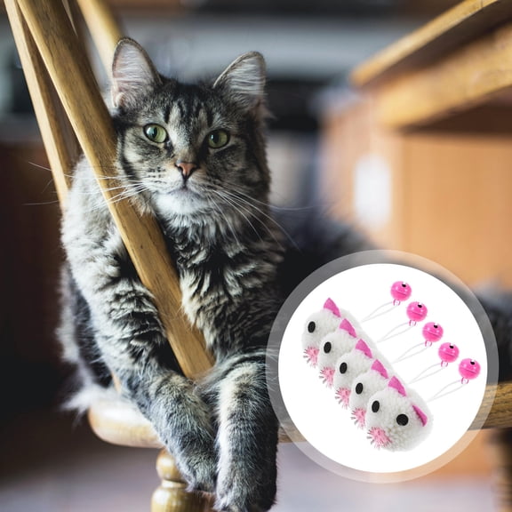 FENGGUIQU 5Pcs Plush Kitten Mouse Toys Set for and Mood Pet Toys