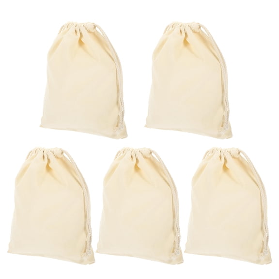 FENGGUIQU 5Pcs Cotton Drawstring Bags White Storage Pouches for Screen Printing and Sublimation