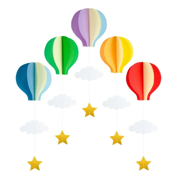 FENGGUIQU 5Pcs Paper Hanging Cloud Decorations for Baby Shower, Birthday Party, Holiday and Festival Celebrations