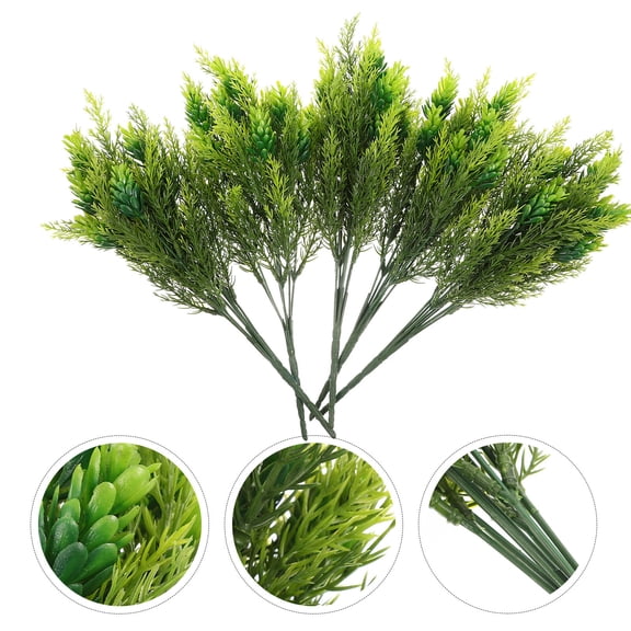 FENGGUIQU 5Pcs Plastic Pine Stems for Holiday Parties Green Artificial Needles Home Decor Decorations