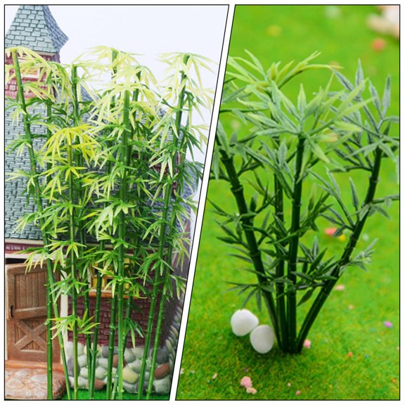 FENGGUIQU 60 Pcs Miniature Fake Bamboo Greenery Model Train Track Prop for Model Enthusiasts in Building Models