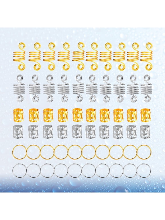 60Pcs Decorative Metal Dreadlock Hair Cuffs Assorted Color Hair Accessories