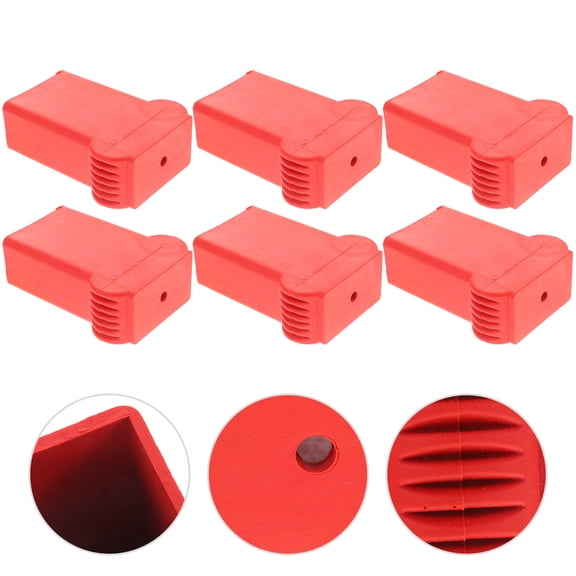 FENGGUIQU 6-Pack Red Rubber Ladder Caps, Wear-Resistant Covers for Household Ladder and Safety
