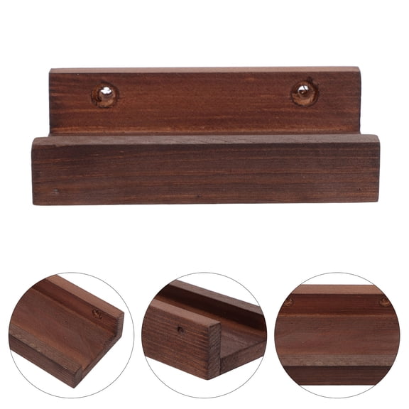 FENGGUIQU 6Pcs Brown Wood Floating Shelf for Vinyl Records Wall Mount Album Display Stand