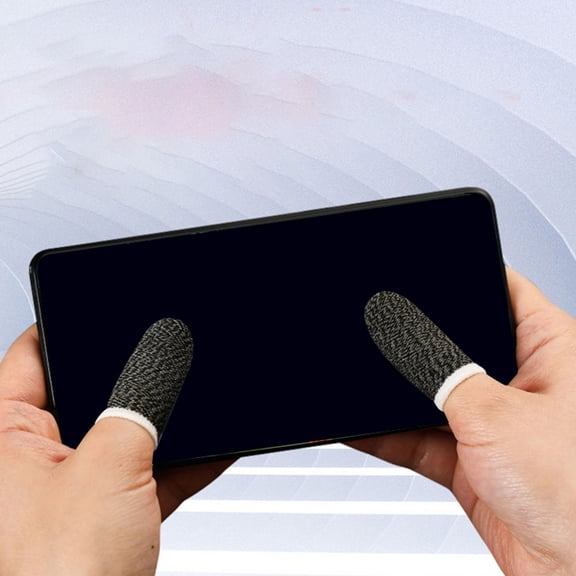 FENGGUIQU 6Pcs Black Game Finger Sleeves with Sweat Absorbing Breathable Material for Mobile