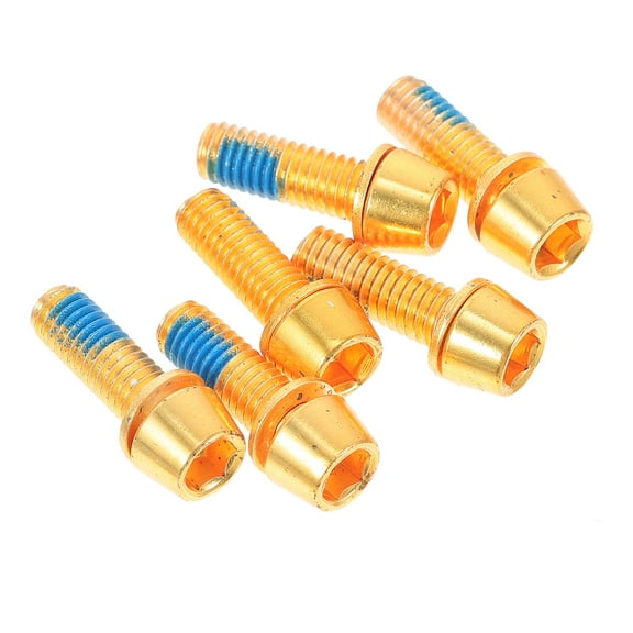 FENGGUIQU 6Pcs Cycling Accessories Bike Disc Brake Titanium Alloy Golden Screws for Safe Durable Performance