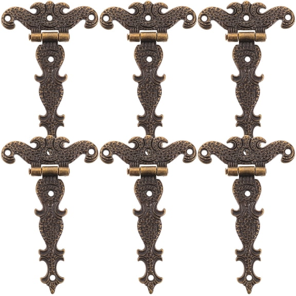 FENGGUIQU Zinc Alloy Hinges for Jewelry Boxes and Wooden Cases Vintage Style 6Pcs