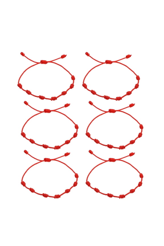 6Pcs Red Braided Bracelet Adjustable Rope Knot Wrist Chain for Fashion and Luck Symbol