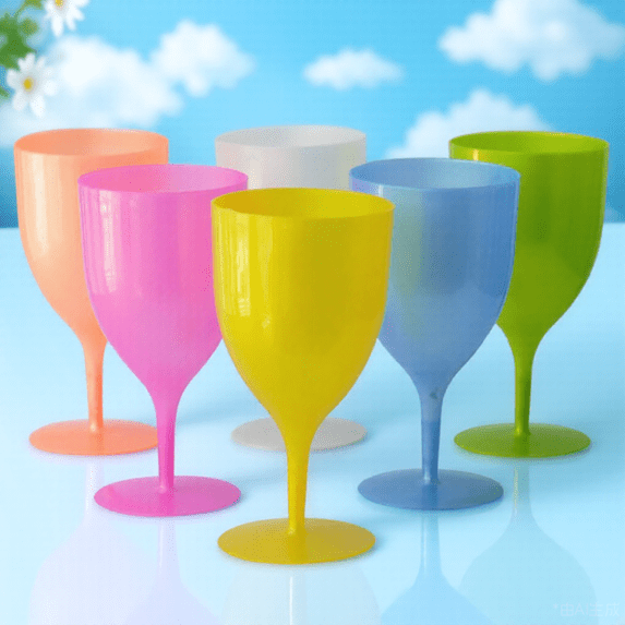 FENGGUIQU Plastic Wine Goblets Assorted Colors for Party and Cocktail Use Simple Design