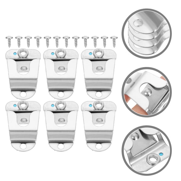 FENGGUIQU 6Pcs Stainless Steel Cb Radio Mount Clips Plated Silver Metal Mic Holder for Ceiling Installation